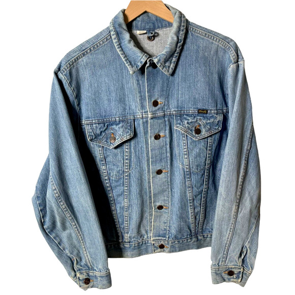 Wrangler Vintage 1970s Range Button Down Trucker Jean Jacket Blue Size 46